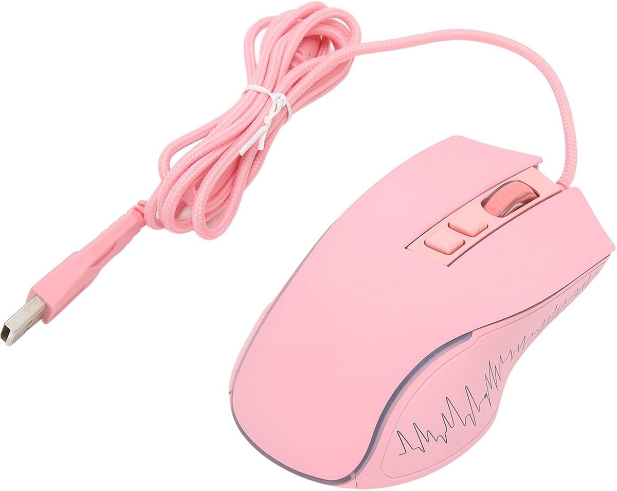 Gaming Mouse RGB Backlight Ergonomic Design for Gaming Home, Wired Mouse 4 Verstelbare DPI -LaptOP -PC Play Mice (PINK)