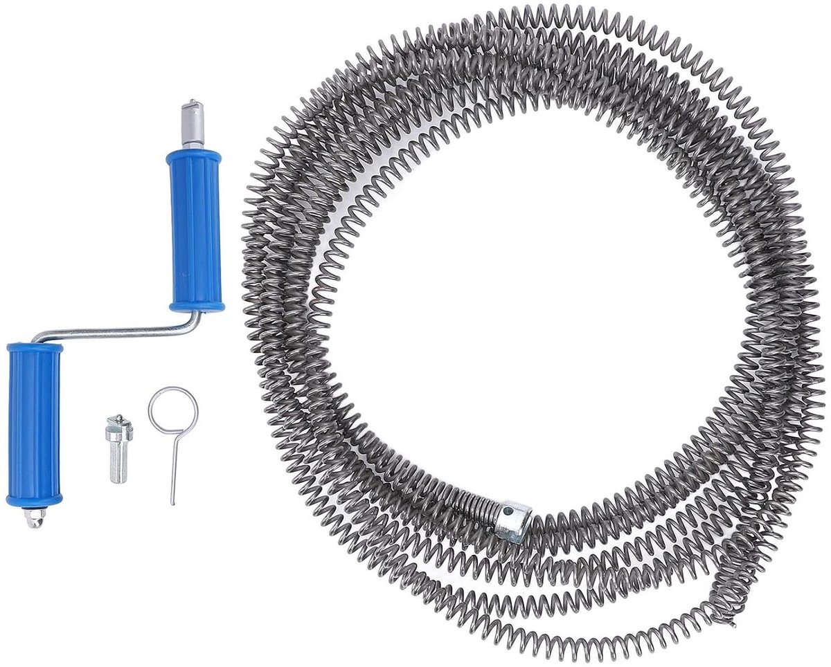 Riool Ontstopper - Afvoerreiniger Pijpveer - Verstopte Afvoeren Reinigen - Boor-Aangedreven Efficiëntie - 5 meter - Zilver