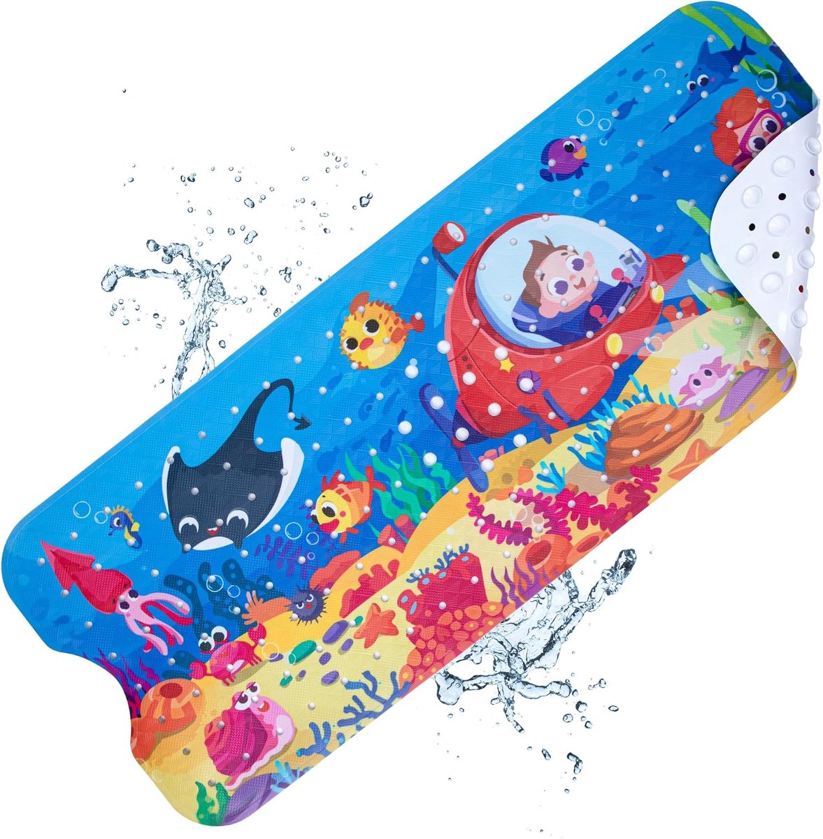 Badmat, antislip, 100 x 40 cm, BPA-vrij, pvc-douchemat met zuignappen, antislipmat, badkuip, machinewasbaar