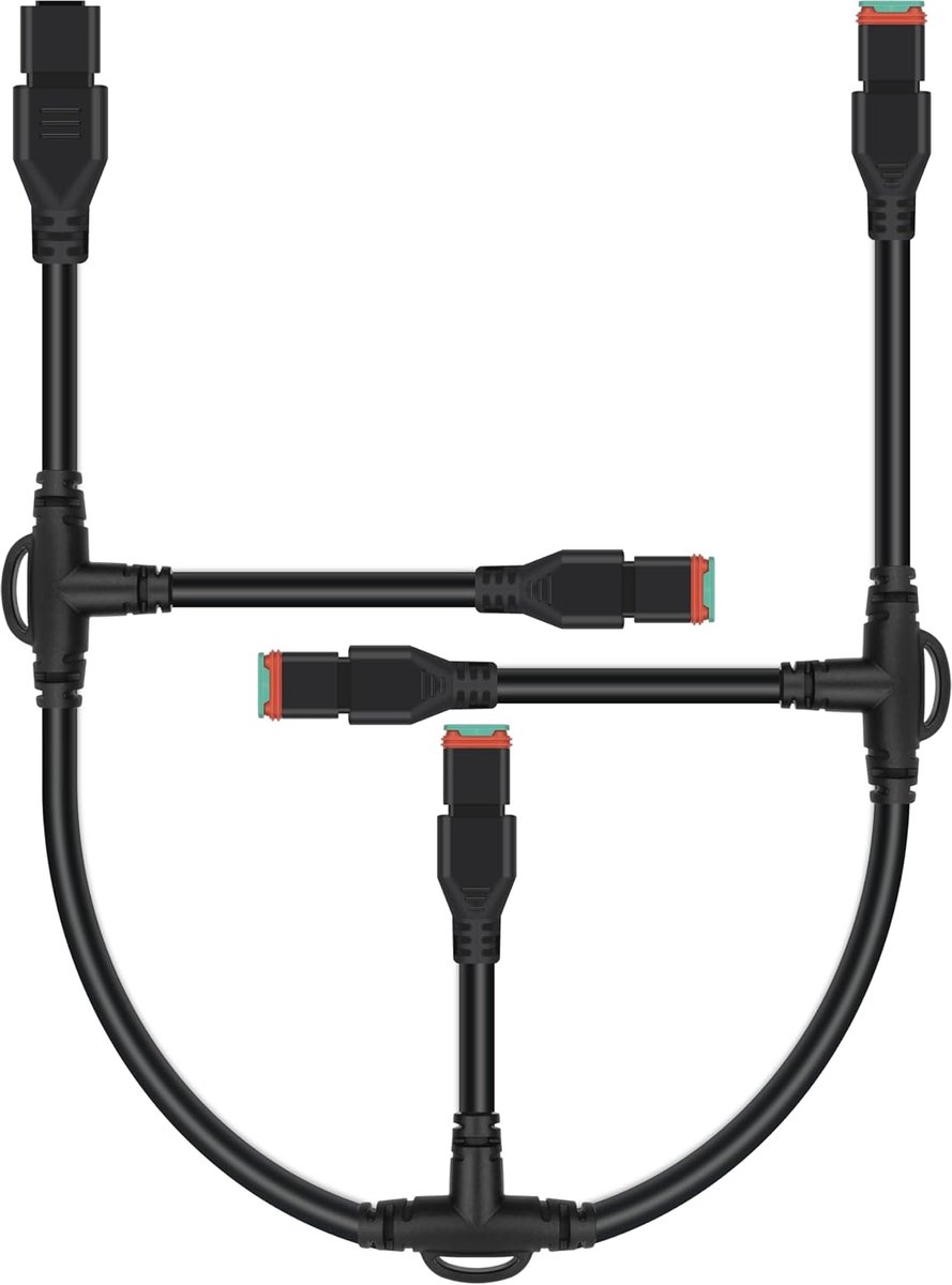 1 stuk 4-in-1 universele splitter, 1,2 m, Duitse DT DTP adapter, kabelboom verlengset, 2-pins stekker en Play DT-stekker voor led-lichtbalk, led-pod-verlichting, rijlicht, werklicht