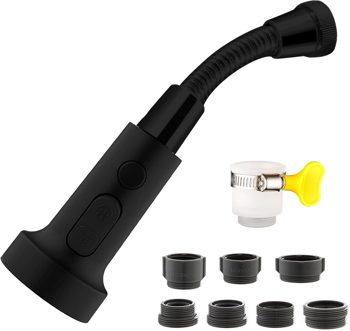SnelShoppen - Kraanstraalregelaar Keuken met Slang, M24 Zwart Kraanbeluchter Verlenging, Draaibare Spuitfilter, Tap Spuitkop Extender voor Badkamer en