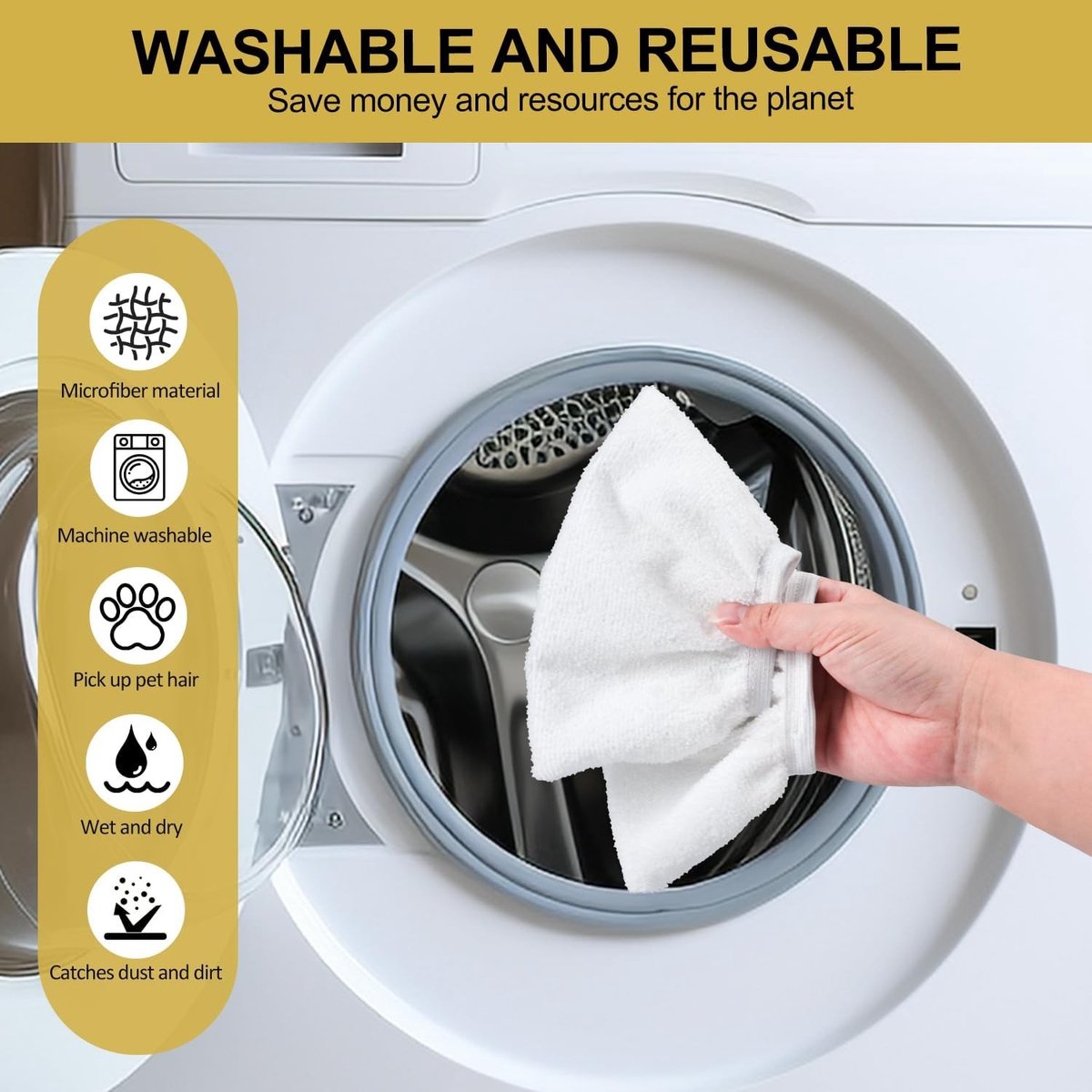 Set van 10 Microvezel Vervangdoeken, Wasbare en Herbruikbare Universele Stoommop Pads, Geschikt voor Handheld Stoomreinigers, Schoonmaakaccessoires voor Efficiënt Reinigen