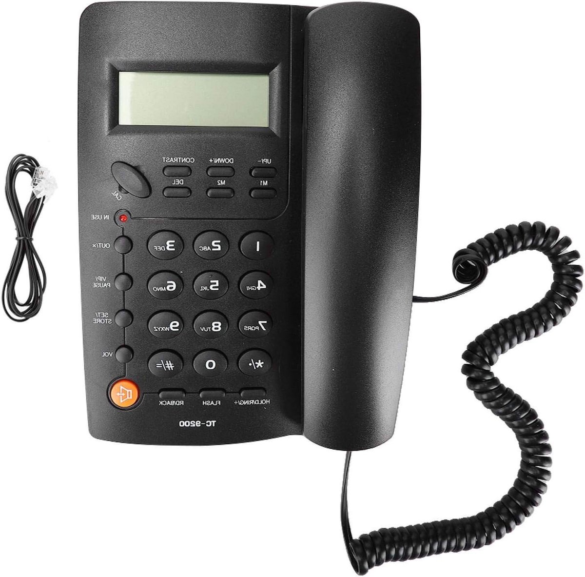 Vaste Telefoon - Bedrade Telefoon - Kantoor Communicatie - Drievoudige Bliksembeveiliging - 515 Gram - Zwart