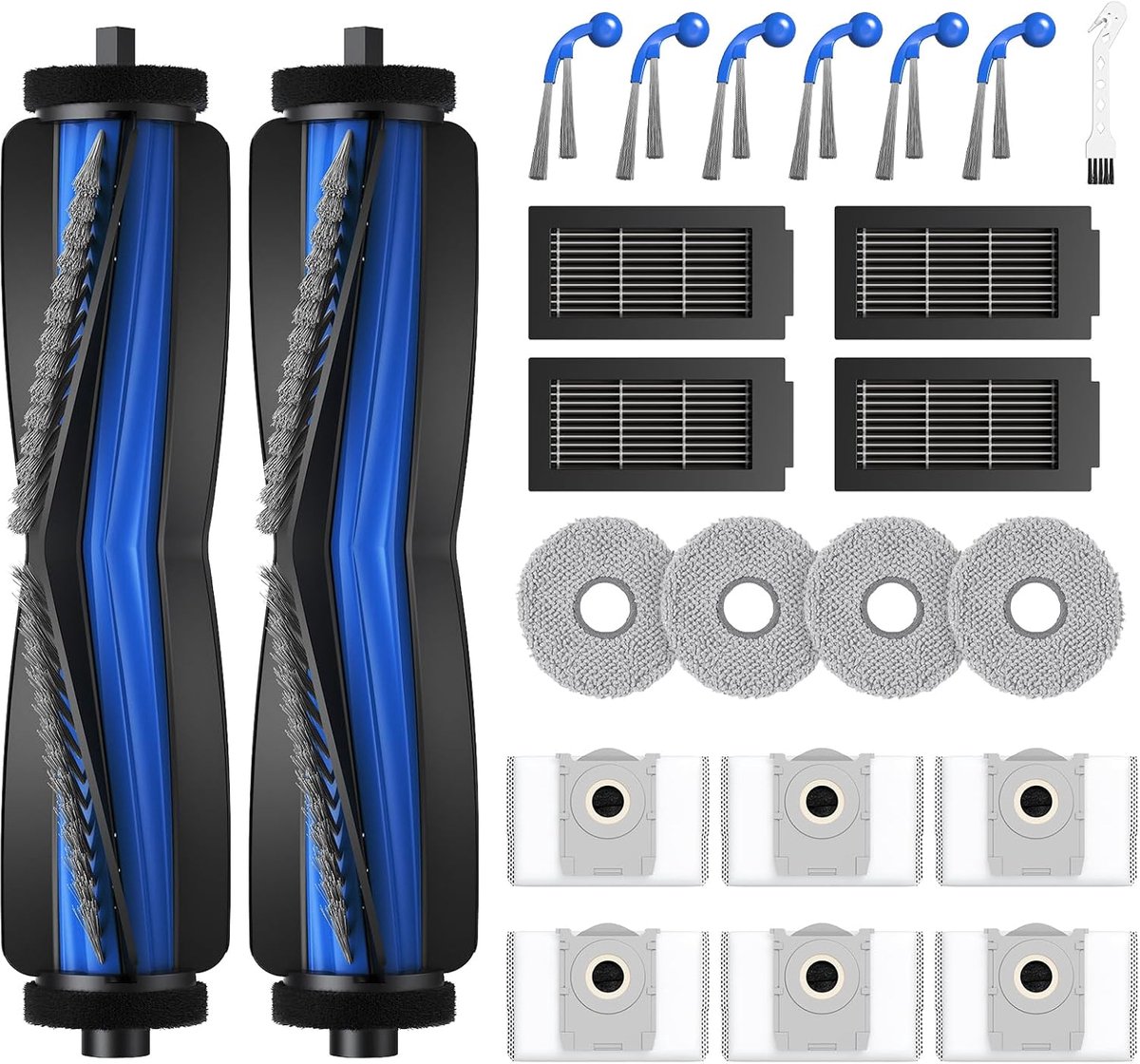23 stuks accessoireset voor ECOVACS DEEBOT T30C Omni/ T30C Omni Gen2 stofzuigerrobot, 2 hoofdborstels, 6 stofzakken, 4 dweildoeken, 4 HEPA-filters, 6 zijborstels, 1 reinigingsborstel, T30C Omni
