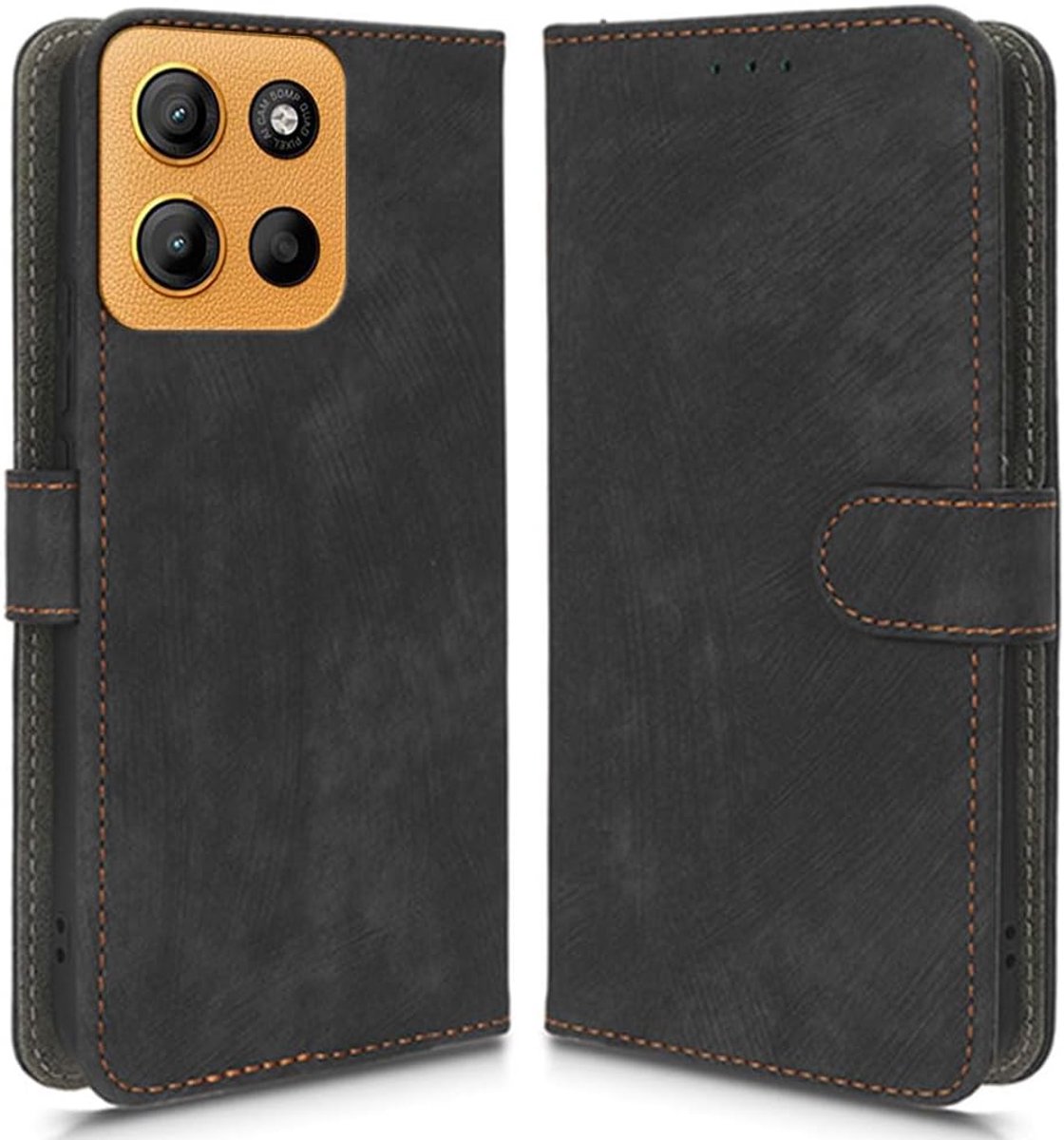 Compatibel met Motorola Moto G15/G15 Power, RFID Block Magnetische Flip Lederen Schokbestendige Beschermhoes met Kaartsleuven, Kickstand