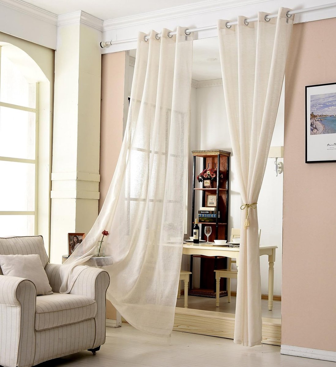 Gordijn 140x245cm - Off-white semi-transparant - Met oogjes - Creëer sfeer in uw interieur - ShopVlot
