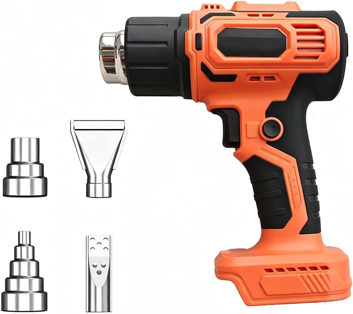 Accu-heteluchtpistool voor Makita 18 V accu, draadloos heteluchtpistool 50 ℃-550 ℃ temperatuur en luchtstroom instelbaar, lcd-digitaal display, accu-heteluchtföhn met 4 mondstukken voor krimpfolie