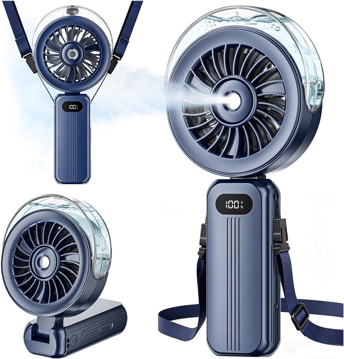 accu, oplaadbaar, met waterkoeling, sterke luchtstroom, draagbare mini-ventilator, 6000 mAh accuventilator, klein, opvouwbare USB-handventilator, draagbare ventilator voor zomer