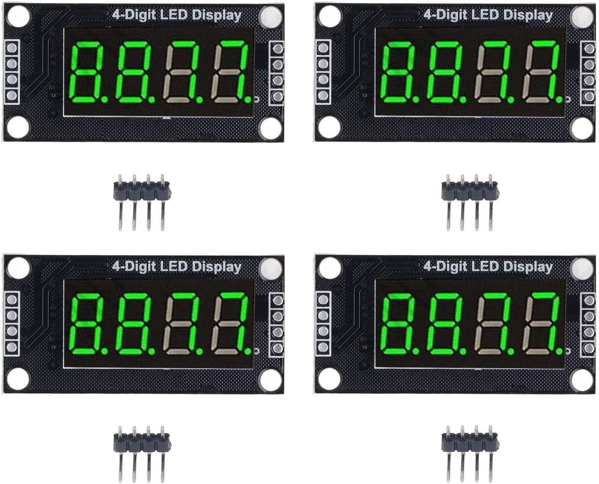 4 Sets Digitale Buis Display Module 4 Cijfer 7 Segment 0.36in Digitale Buis TM1637 Drive Chip LED Display Module (Groene MRA110E)