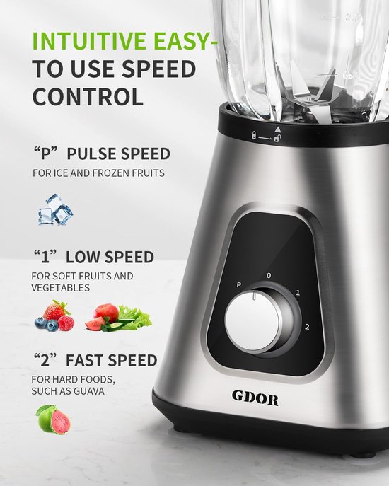Krachtige Blender - Keukenmixer - Smoothies Maken - Zelfreinigend - 1.5 Liter Pot - Zilver — afbeelding 3