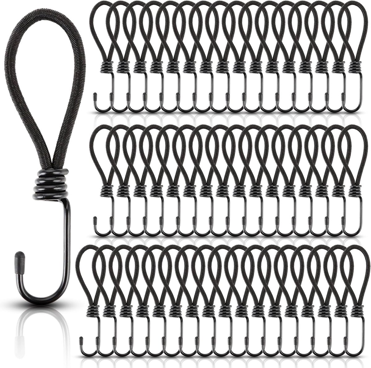 50 stuks zeilspanners met haken, spanrubber kort, expander met haken, spanhaken, rubberen banden met haken, multifunctionele spanhaken, rubberen spanner voor zeilen, netten, tenten