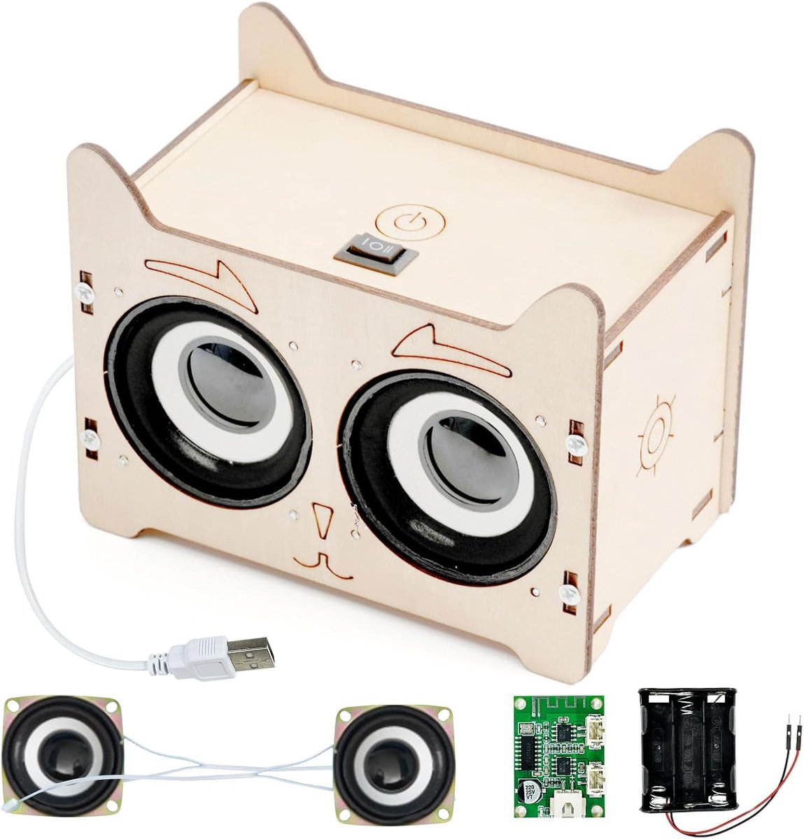 bluetooth-luidspreker, elektronische bouwdoos, luidsprekerbouwset, houtexperimenten, wetenschap voor kinderen, bluetooth-luidsprekers, STEM-speelgoed, coole cadeau-ideeën voor jongens en