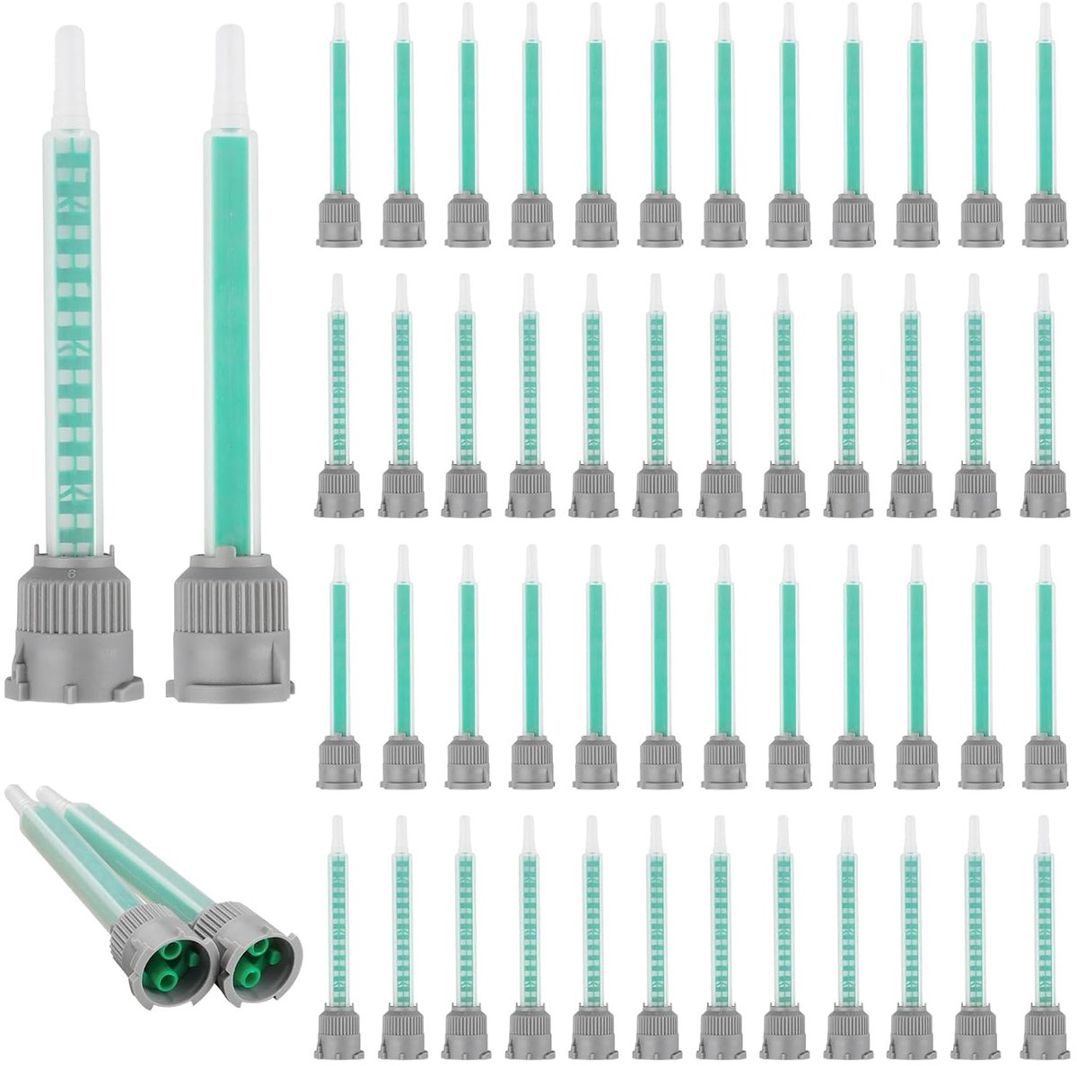 50 stuks 9 cm statische mengmondstukken voor 2K-lijm, epoxyhars mengmondstuk 1:1 & 1:2 mengverhouding, geschikt voor 50 ml cartridges, ideaal voor tweecomponentenlijm en kunststoflijm