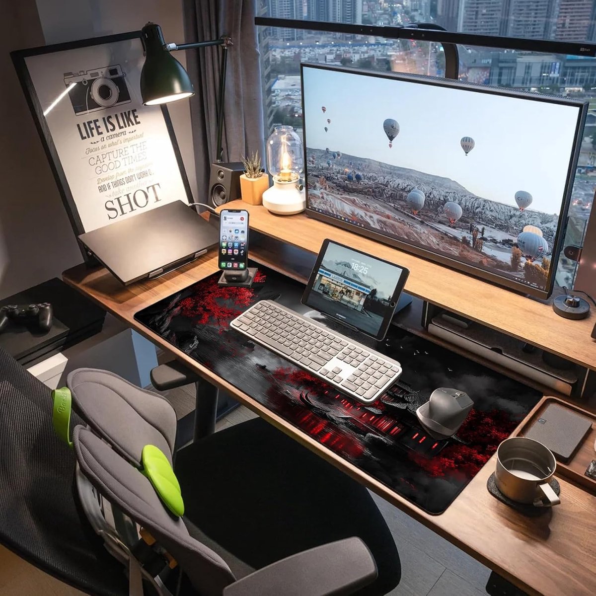 Gaming Mouse Pad, Large Mouse Mat 3 mm Nature Rubber Base Mousepad with Stitched Edges, Non-Slip Desk Mat for Office Home Great Gift 31.5x11.8 Inch (Dark Canyon 5)