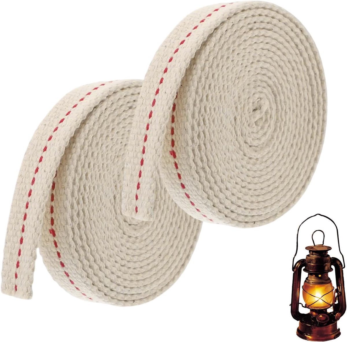 Lont 2,2 cm x 200 cm, 100% Katoen met Hoog Absorptievermogen, Platte Lont voor Petroleumlampen, Campinglantaarns en Noodverlichting, Gemakkelijk op Maat te Snijden