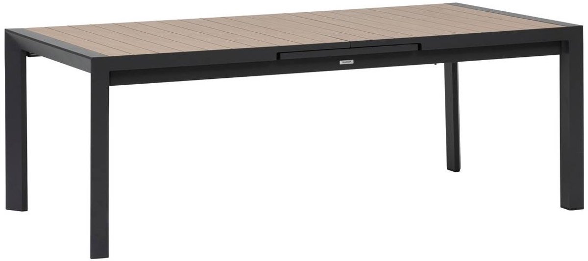 Uitschuifbare tuintafel voor 10 personen van aluminium met houteffect ÉVASION