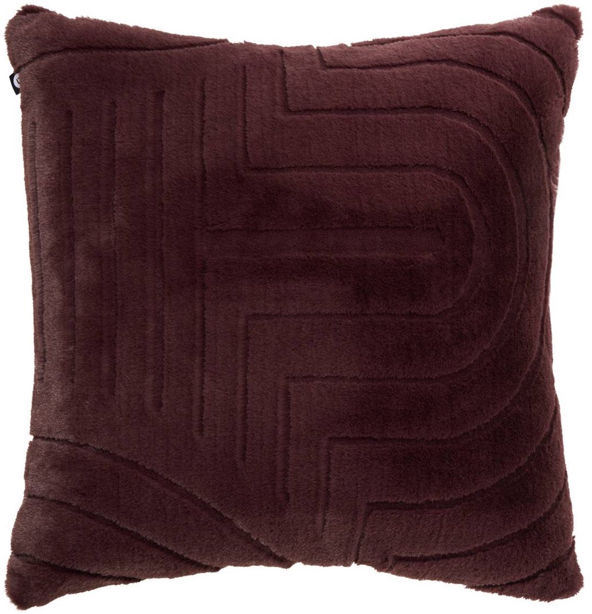 Coussin Arka carré 45x45cm effet fausse fourrure marron