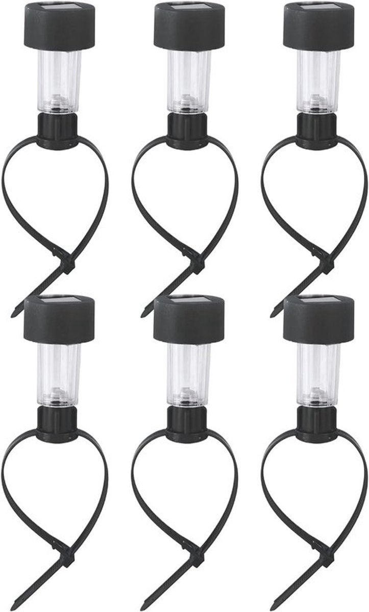 Zwembadverlichting op zonne-energie - decoratieve tuinverlichting - verlicht buitenruimtes - waterdichte constructie - gekleurde lampen - zwart - 6-delige set