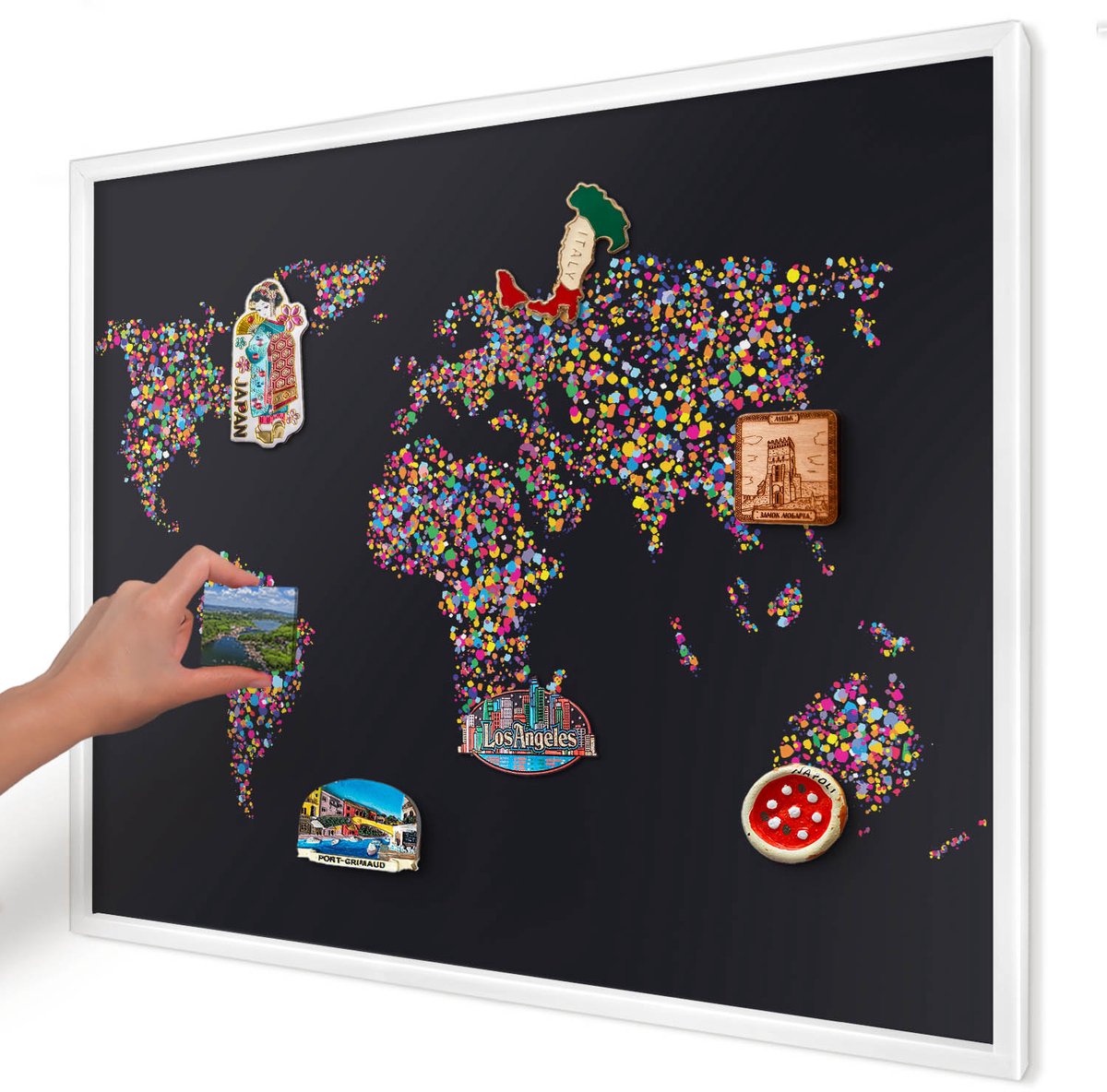 Artprintcave Zwart Magneetbord mit Witte Lijst - 80x60 cm - Kleurenkaart Magnetisch Bord Voor Magneten - Abstract Bord Voor Magneten - Kaarten