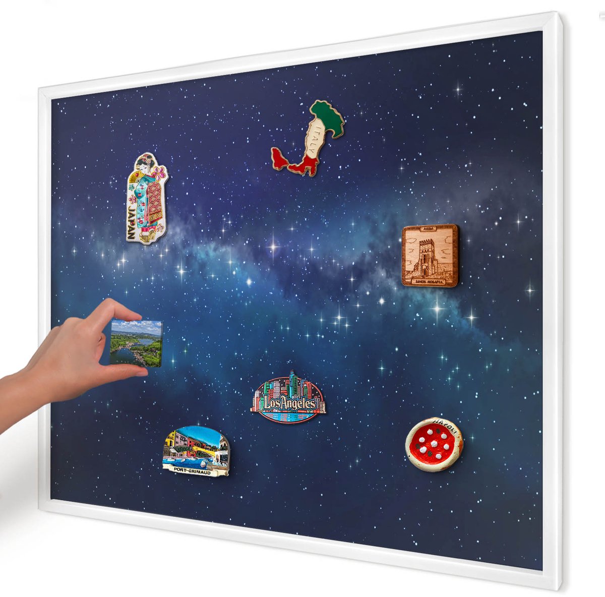 Artprintcave Marine Magneetbord mit Witte Lijst - 80x60 cm - Sterrenruimte Magneetbord Voor Keuken - Abstract Magnetisch Bord - Kosmos