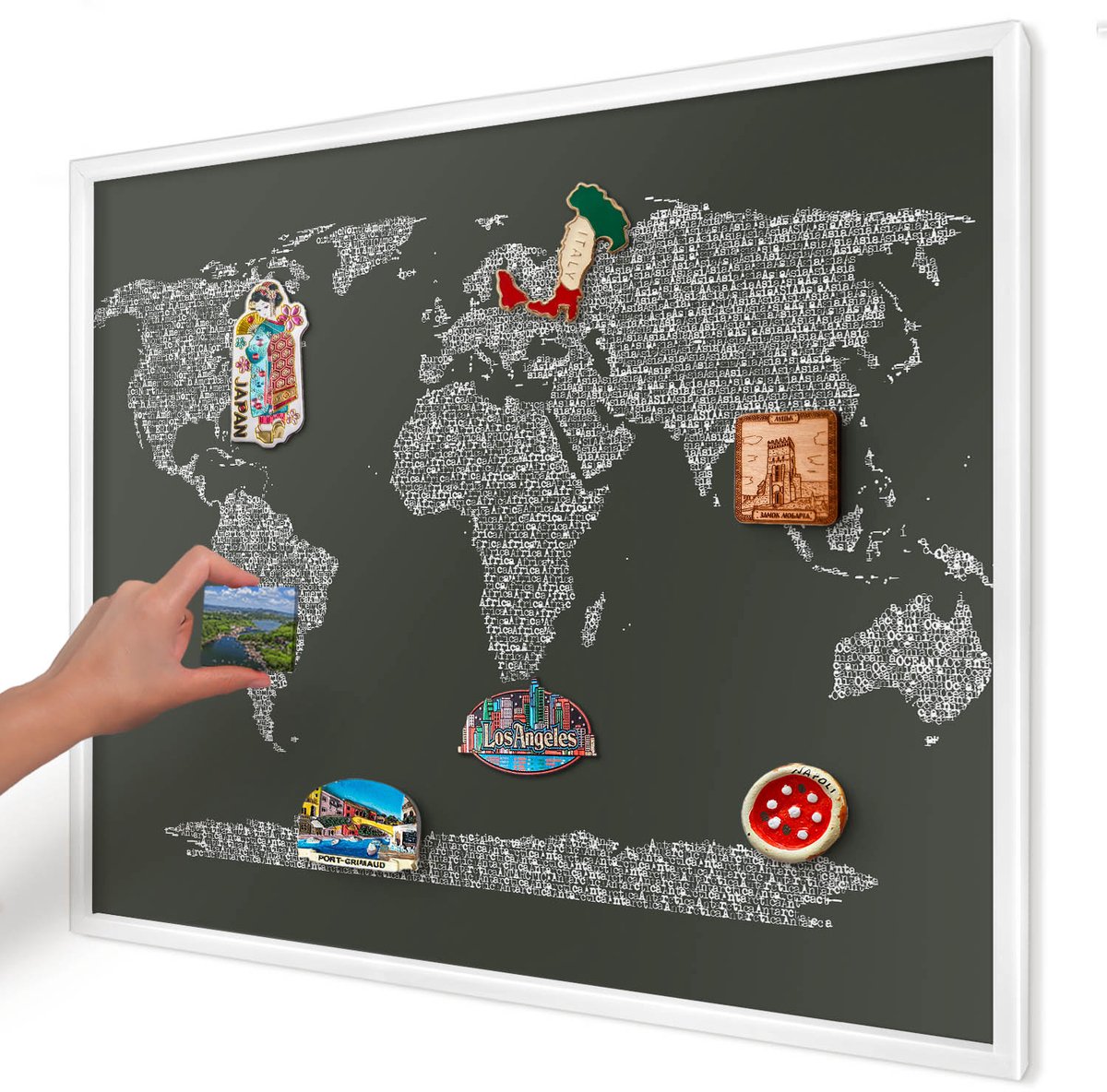 Artprintcave Groente Magneetbord mit Witte Lijst - 80x60 cm - Tekstkaart Magneet Bord mit Frame - Typografisch Magneetbord Voor Foto's - Kaarten