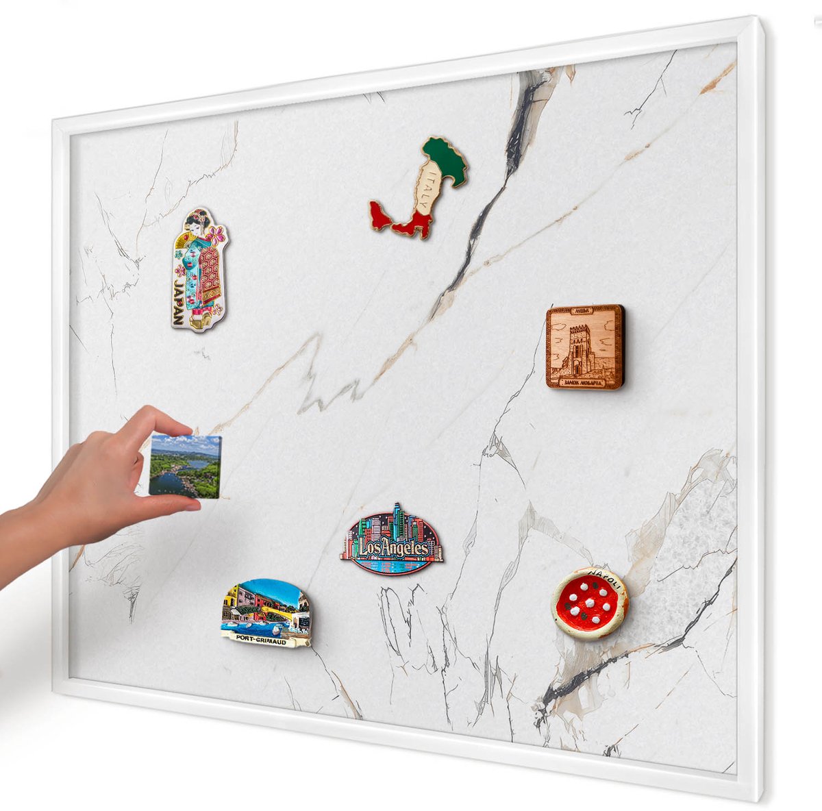 Artprintcave Wit Magneetbord mit Witte Lijst - 80x60 cm - Moderne Elegantie Magnetisch Bord - Modern Magneet Bord mit Frame - Texturen