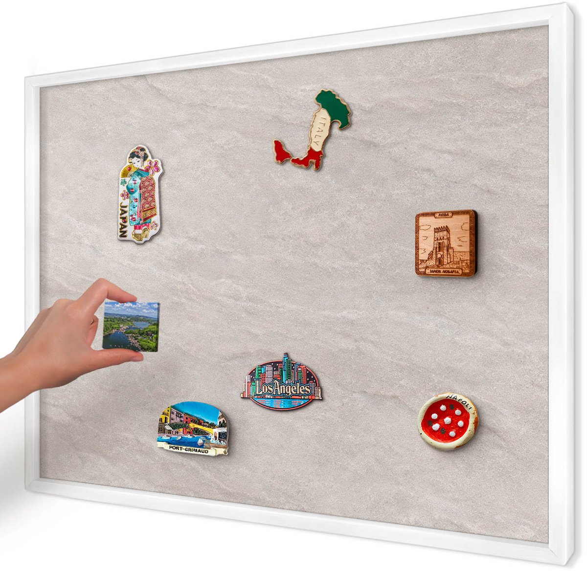 Artprintcave Beige Magneetbord mit Witte Lijst - 70x50 cm - Verfijnde Elegantie Notitiebord - Minimalist Bord Voor Magneten - Texturen