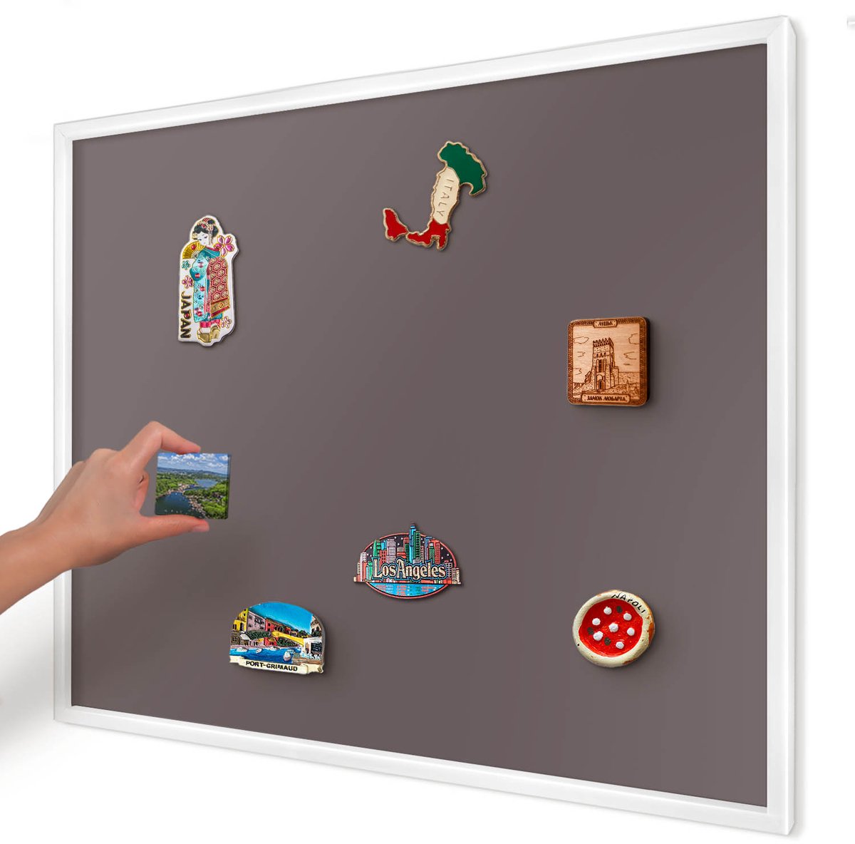 Artprintcave Bruin Magneetbord mit Witte Lijst - 80x60 cm - Vervaagd Bruin Bord Voor Magneten - Minimalist Memobord Keuken - Achtergronden En Patronen