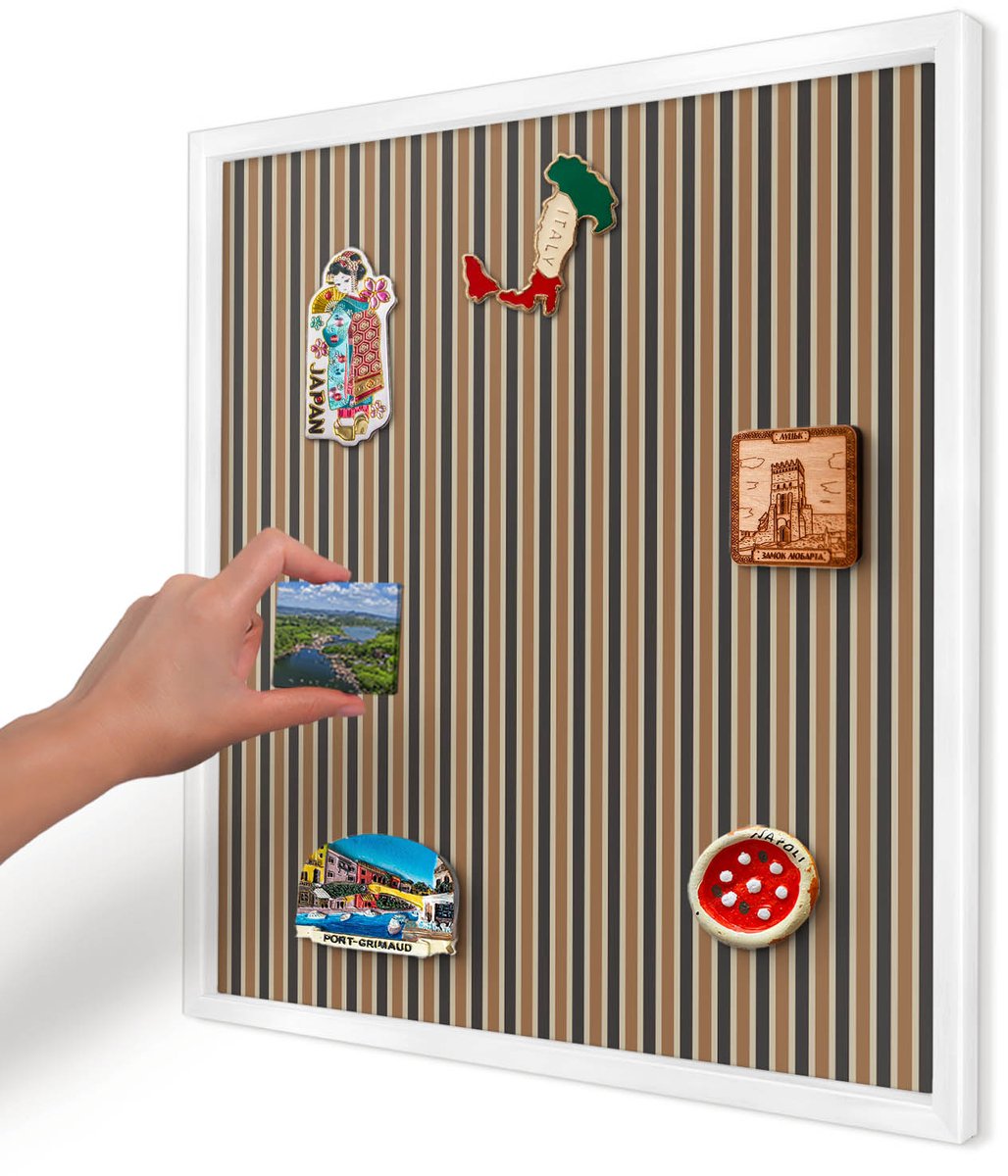 Artprintcave Bruin Magneetbord mit Witte Lijst - 50x50 cm - Geometrisch Patroon Magnetische Organizer - Geometrische Notitiebord - Geometrie