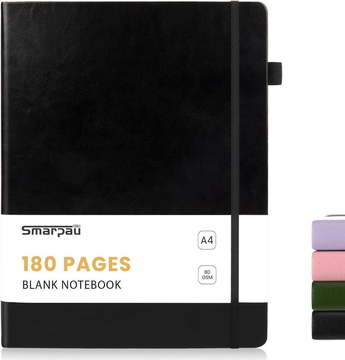 Smarpau Notitieboek, A5, hardcover, blanco dagboek, met 180 pagina's, 80 g/m², premium papier, lederen dagboek, het - ShopVlot