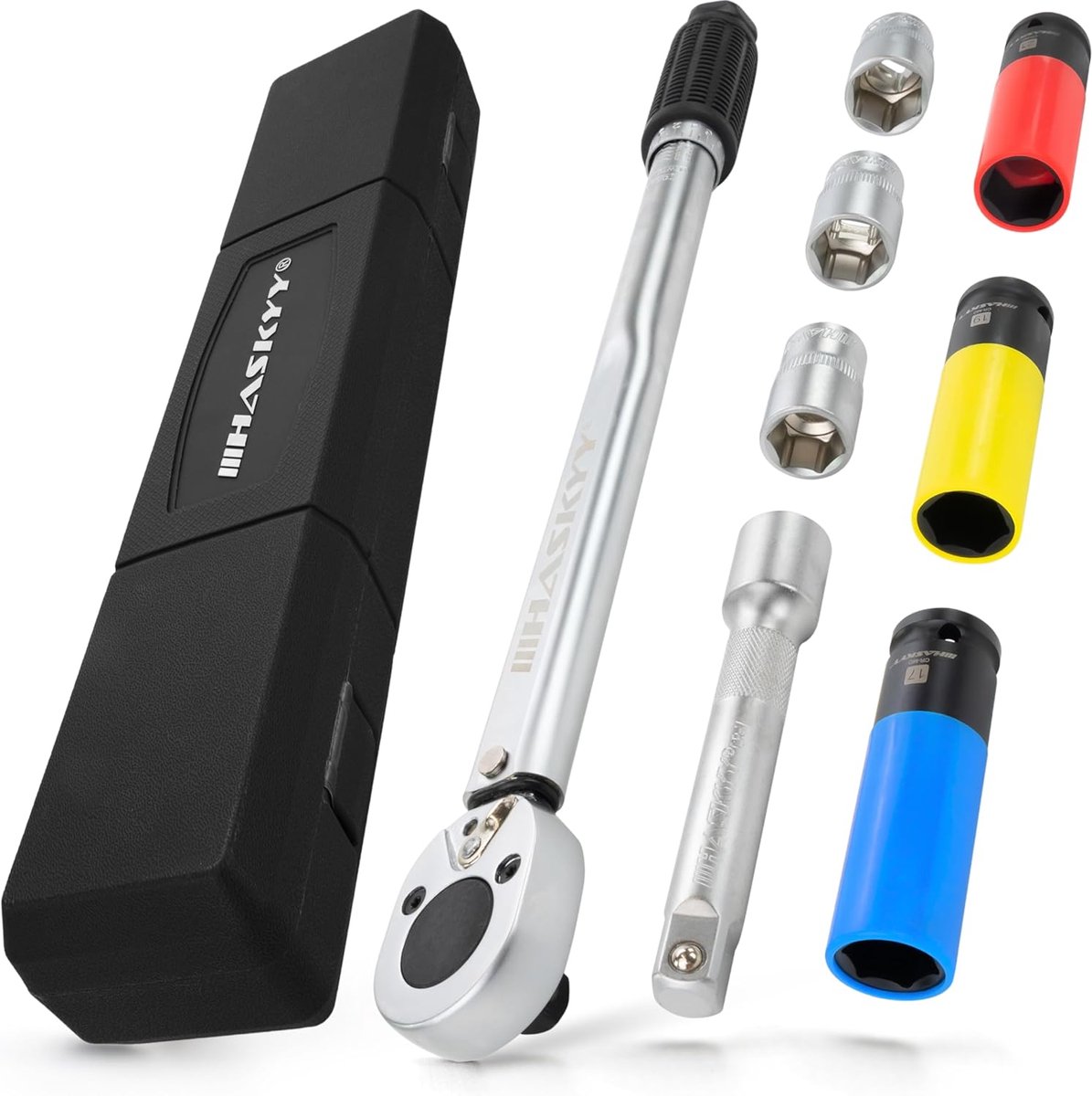 Momenten sleutel set 1/2 inch - 8-delig met slagmoerset - bereik 28-210 Nm - ideaal voor wielmoeren - ShopVlot