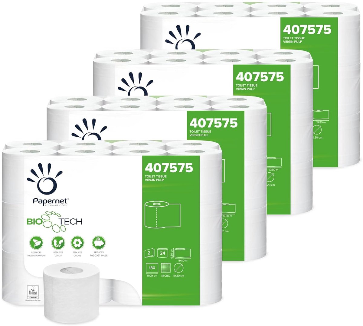 Papernet - Autocut papierrol 403829, 6 rollen per verpakking, 100% cellulose, lengte 140 m, diameter 18,5 cm, midden - ShopVlot