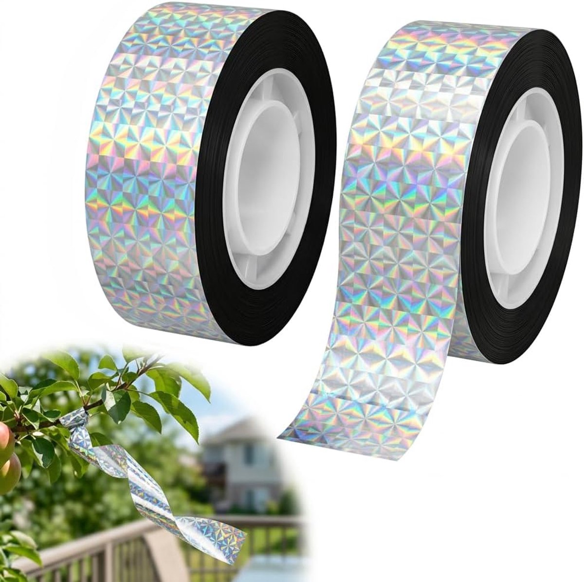 Vogelafweerband 80 m x 2,4 cm - Reflecterend - Bescherming voor tuinen en planten - Eenvoudig te gebruiken - ShopVlot