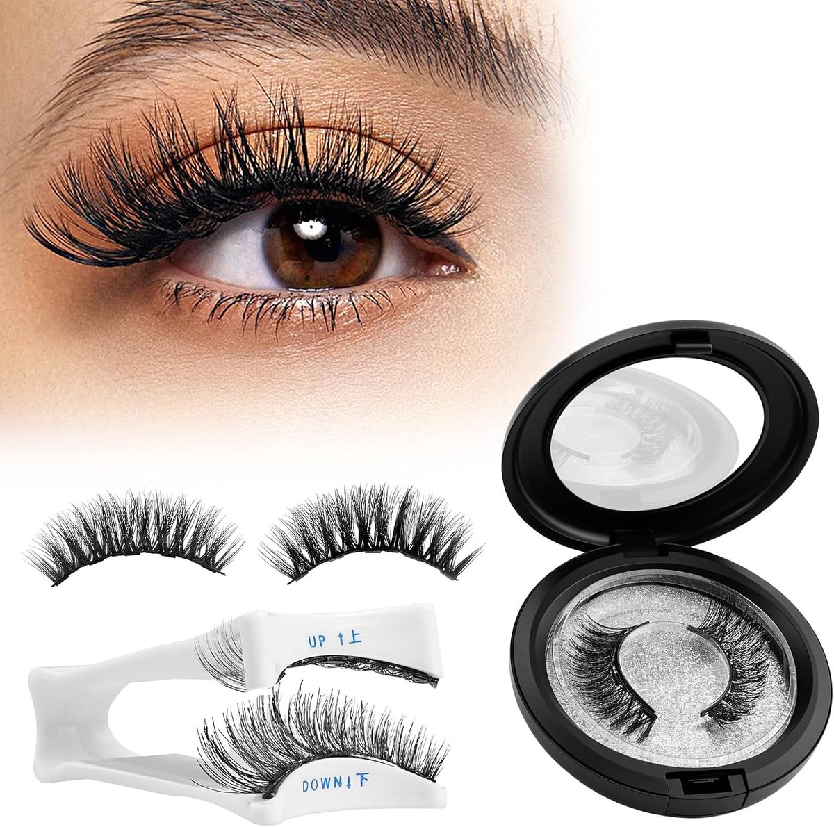 SnelShoppen - Magnetische Wimpers, Herbruikbare Wimpers, Natuurlijke Look, Geen Lijm Nodig, Wimperkruller, Voor Feest, Bruiloft, Date, Fotoshoot