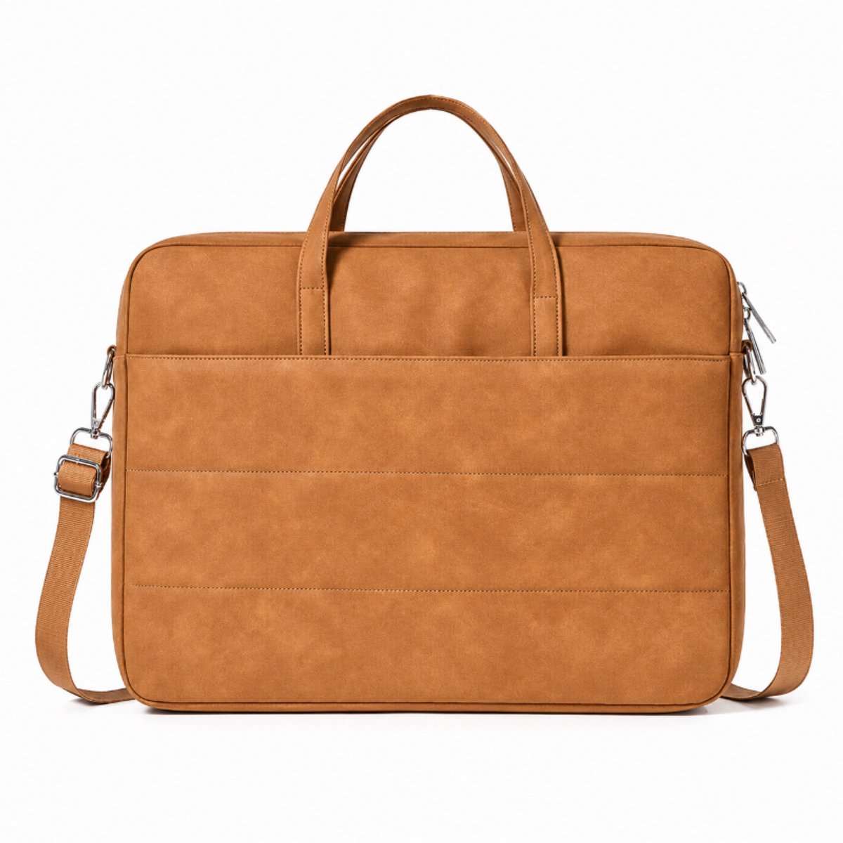 Bobypet - Luxe Laptoptas 15.6 inch met Schouderband - Premium Nubuck Look Laptophoes en Aktetas - Schokabsorberende Schoudertas met Trolleybevestiging voor Werk en Studie - Unisex - bruin
