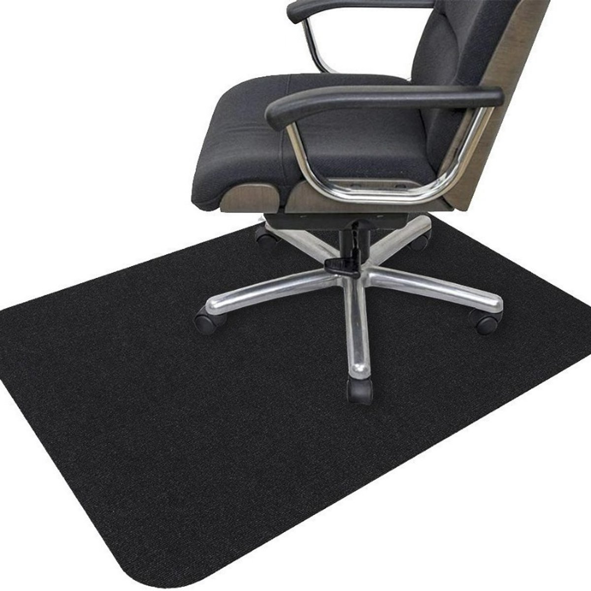 Bobypet - Antislip Bureaustoel Mat voor Harde Vloeren - Luxe Vloerbeschermingsmat 120x90 cm - Geluiddempende Stoelmat en Bureaustoelonderlegger - Perfect voor Thuiswerkplek en Kantoor - zwart