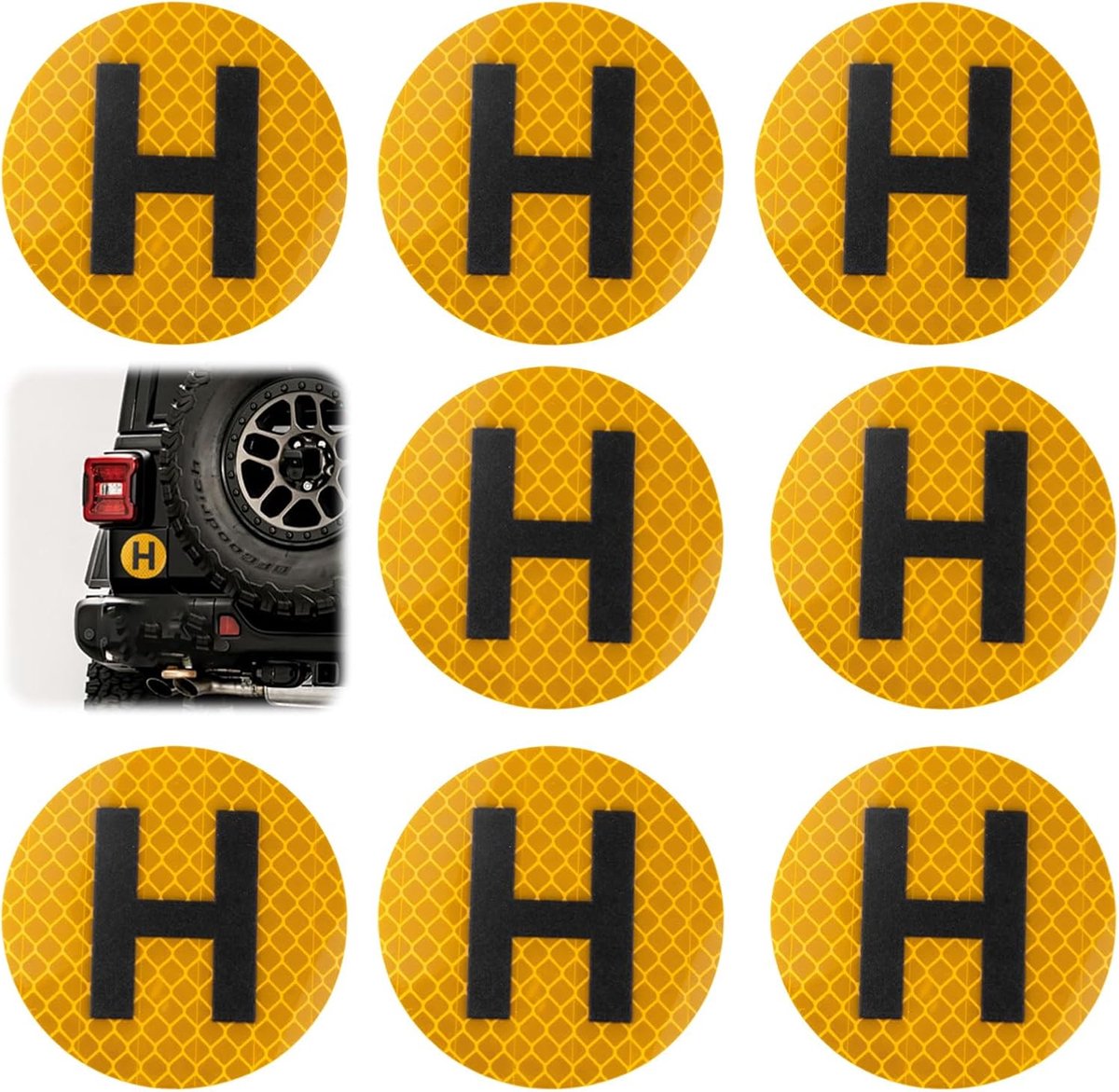 SnelShoppen - 8 stuks reflecterende voertuigstickers met H-teken, voor ramen, glazen oppervlakken, deuren en winkels - Ideaal voor veiligheid en zicht