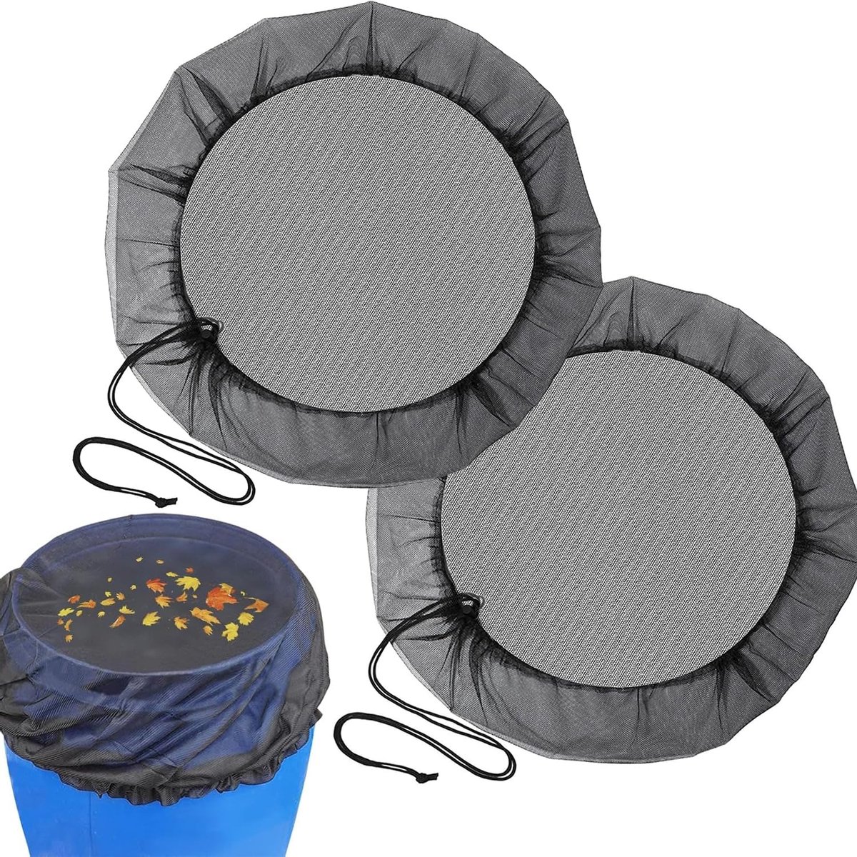SnelShoppen - 80 cm Regenwater Barrel Beschermhoes 2-Pack Verstelbare Trekkoord voor Wateropslag, Houdt Bladeren en Vuil Buiten