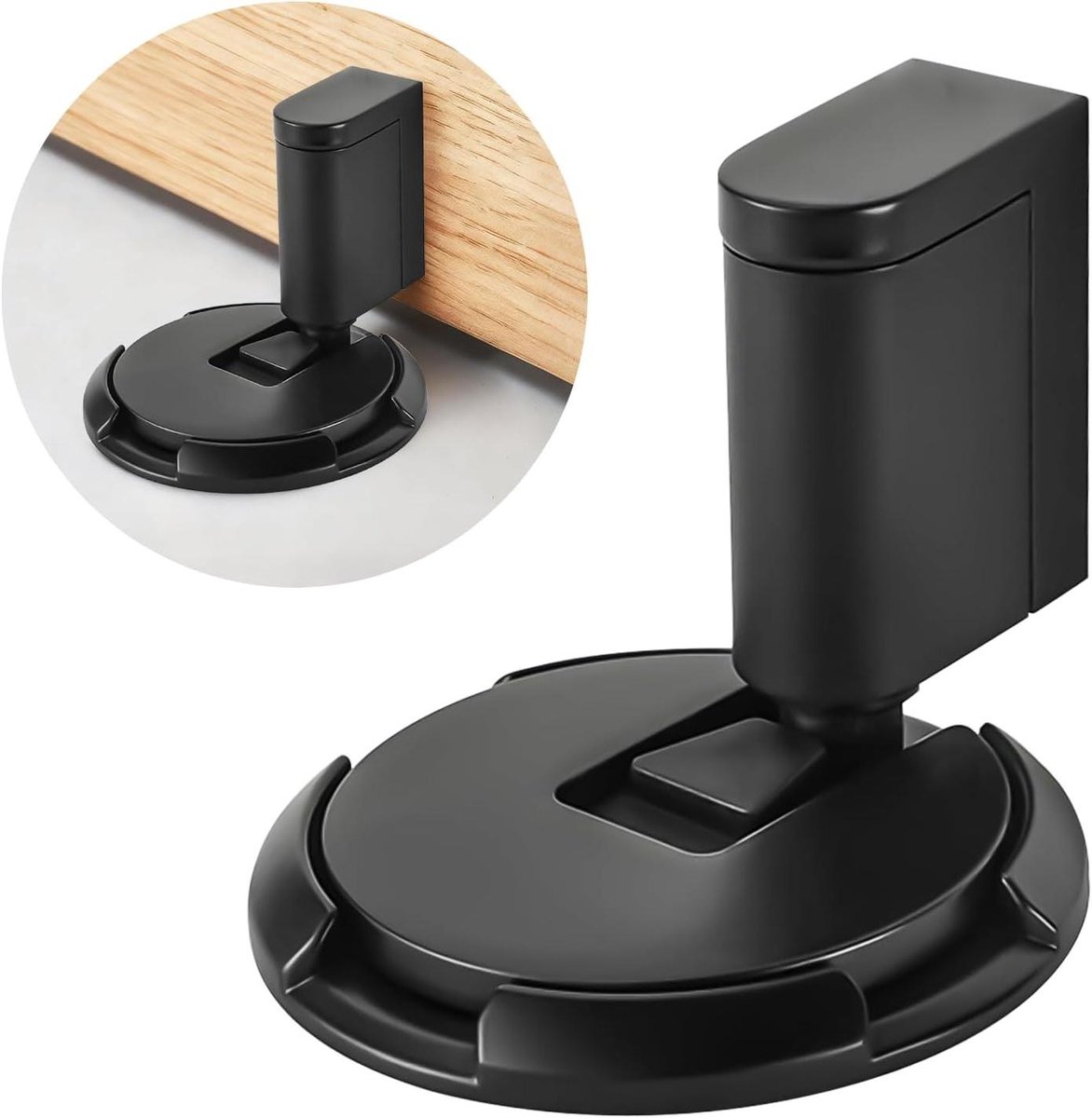 Magnetische Deurstopper - Vloerdeurstopper Deurblok - Deuren Open Houden - Mechanisch Push-to-Lock - Tot 3.5 cm - Zwart