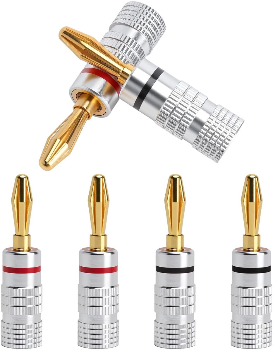 Speaker banana plugs 24K verguld - dubbele schroef - hoge geluidskwaliteit - perfect voor home cinema - SnelShoppen