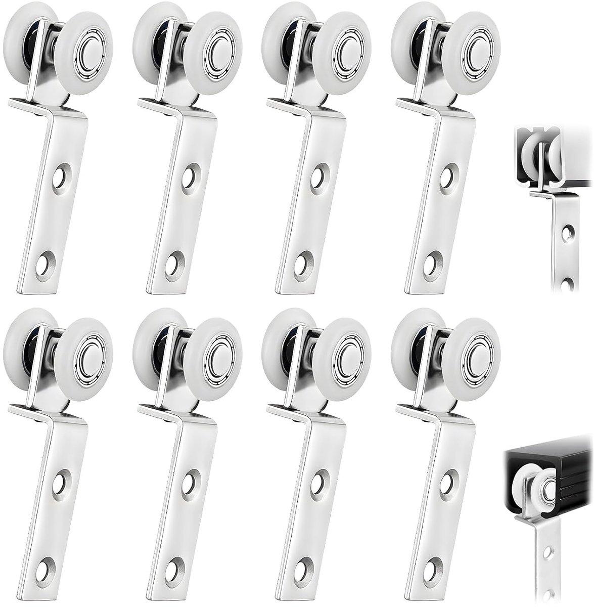 SnelShoppen - Roller Blind Roller 8 Stuks, 20 mm, Multifunctionele Rolletjes voor Gordijnen, Geluidsloze Glijders met Lagertjes voor Schuifdeuren en M