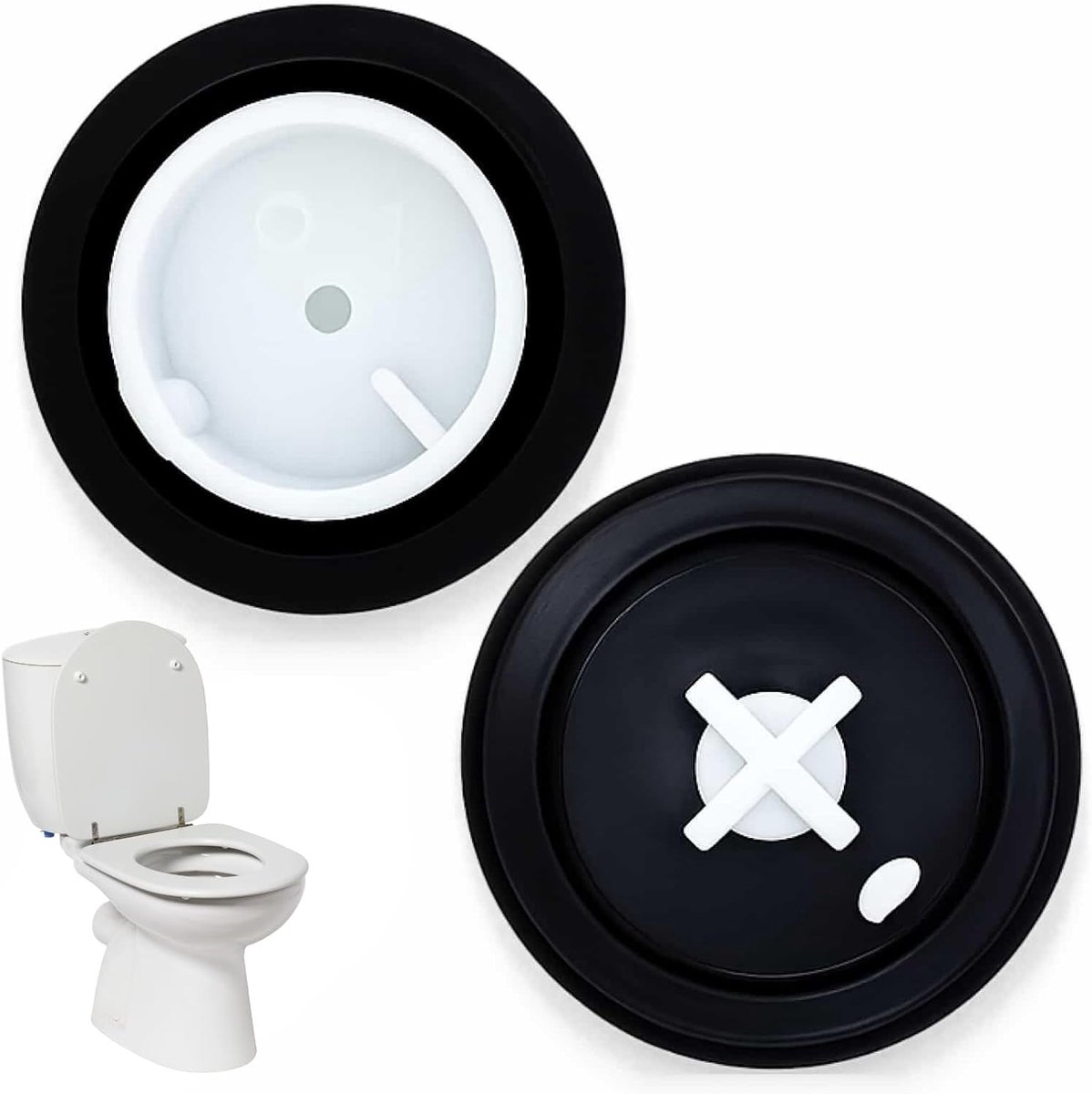 SnelShoppen - 2x afvoerinlaatmembranen, afdichtmembranen voor drijvers in toiletten, hoogwaardige vervangonderdelen, rubber en plastic, voor langdurig