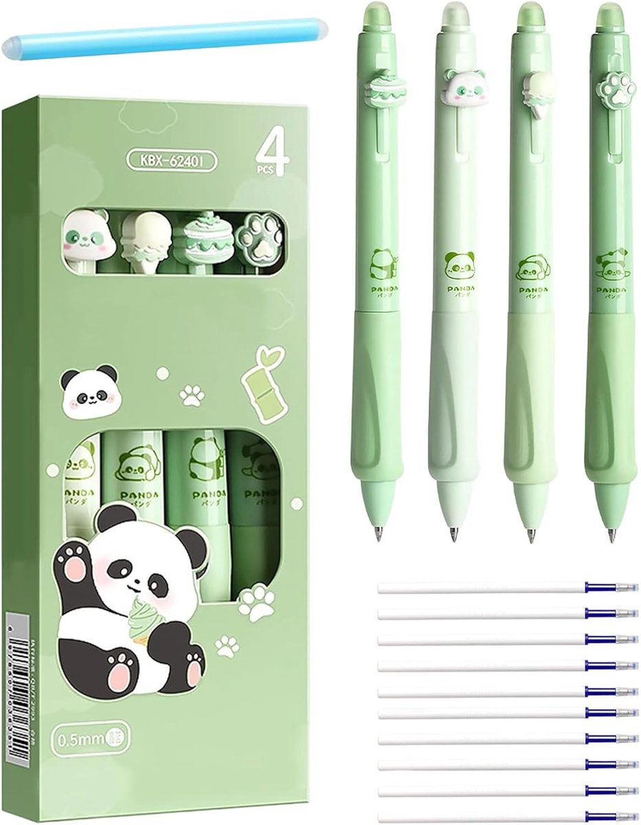 Erasable rollerball pen 0.5mm - met 10 navullingen en 2 gum - comfortabel schrijven - ideaal voor school - ShopVlot