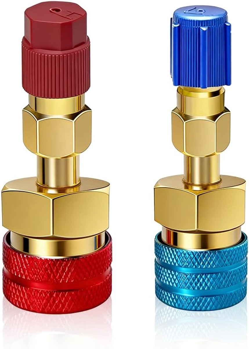 SnelShoppen - 2pcs R1234yf naar R134a Adapter Set, Snelle Ontkoppelkit voor R134a Koudemiddel, Hoog-/Laag Druk R134a naar R1234yf Adapter, Voor Aircon