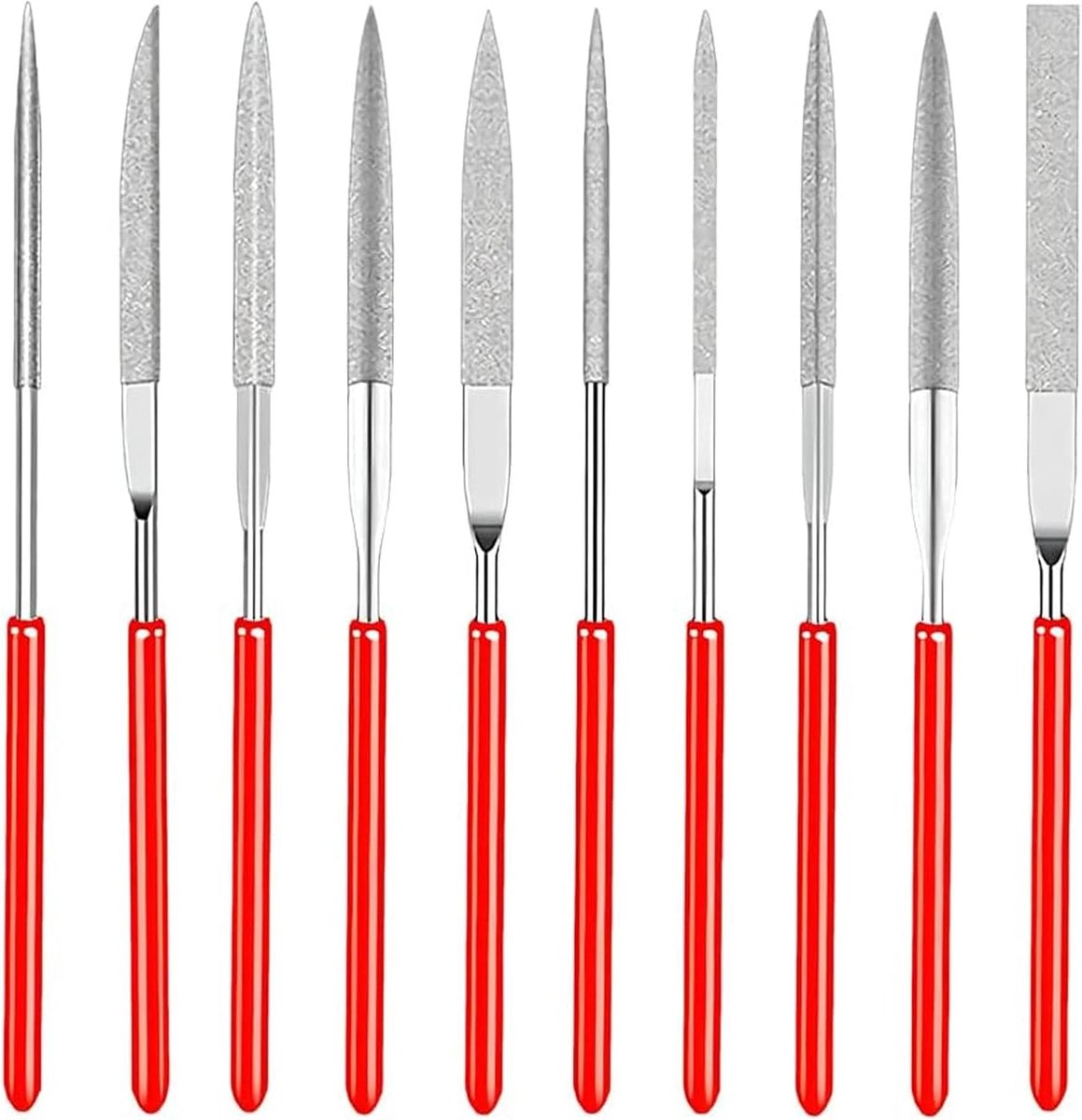 SnelShoppen - 10-delige Mini Diamant Vijlenset 2x100mm - Professionele Ribbelvijlen voor Hout, Sieraden, Metaal, Plastic en Modelbouw