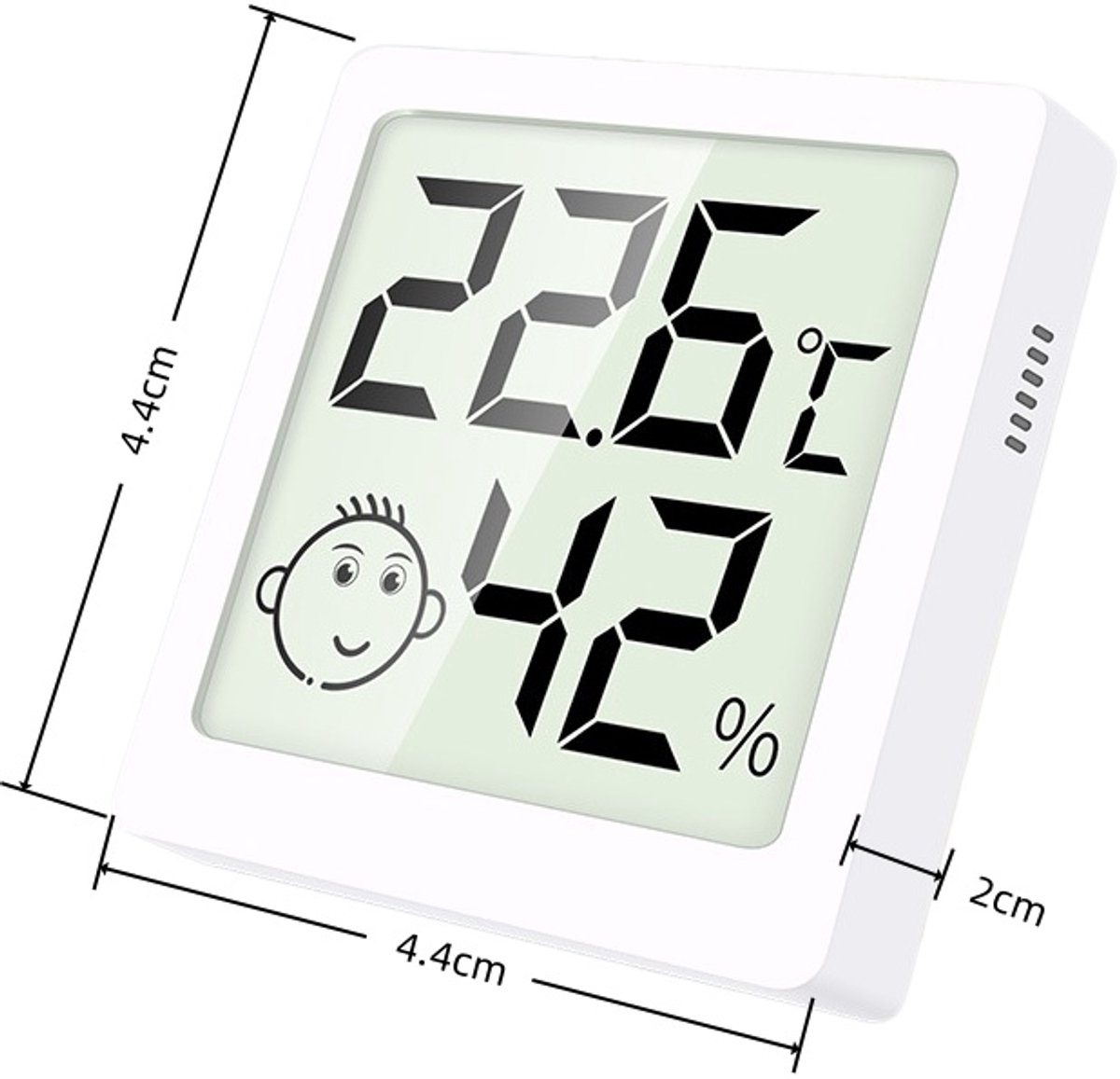 1 stuk - digitale thermometer hygrometer met kleurenscherm - binnen thermostaat - luchtvochtigheidsmeter - klimaatmeter - smiley indicatie - digitaal display - voor slaapkamer, woonkamer, kas, thuisgebruik - wit — cadeau in Cadeau-ideeën - foto 2