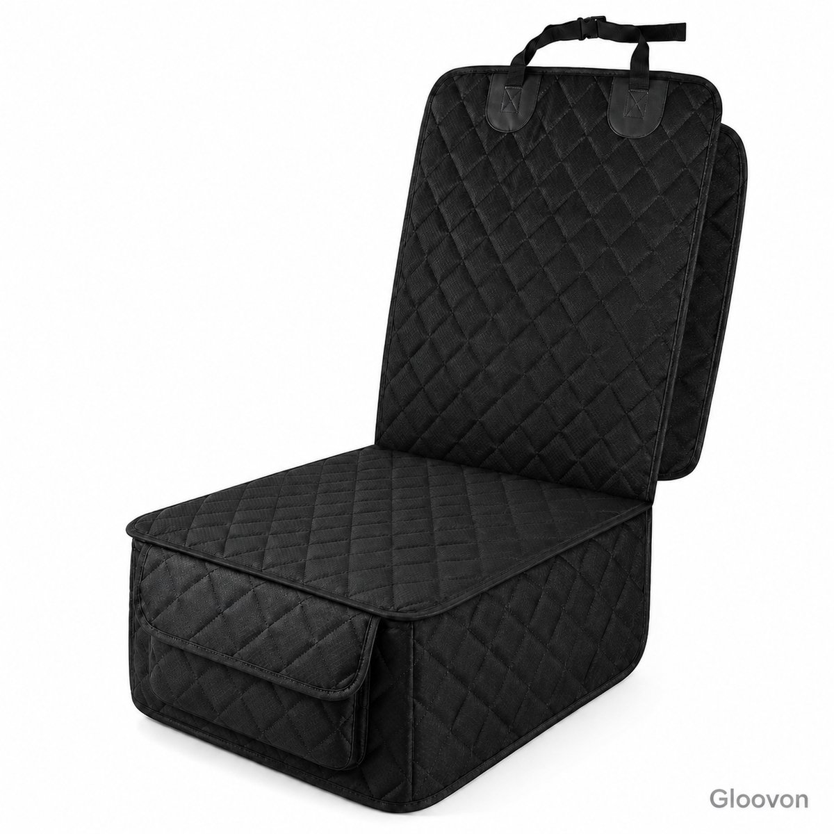 Gloovon® Luxe Autostoelbeschermer Voorstoel - Slijtvast 600D Oxford - Universele Beschermhoes voor Hond en Dagelijks Gebruik - Anti-slip & Waterafstotend - Zwart