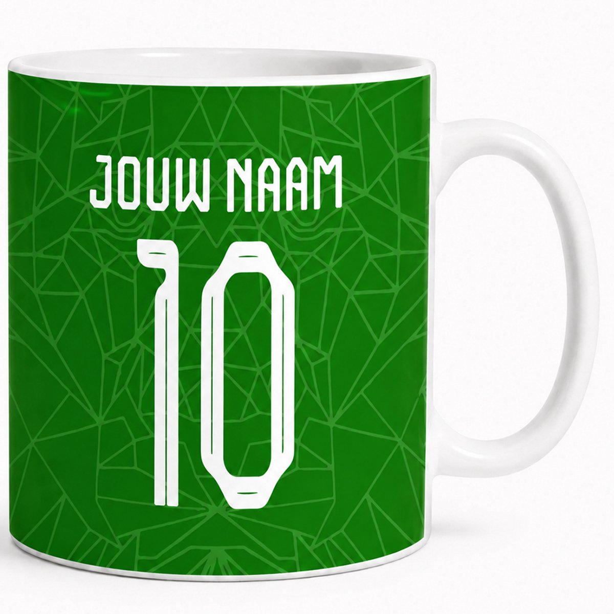Voetbalmok Holland Collection – Kleur Groen – Gepersonaliseerde Mok met Naam en Rugnummer – Voetbal Mok – 325 ml