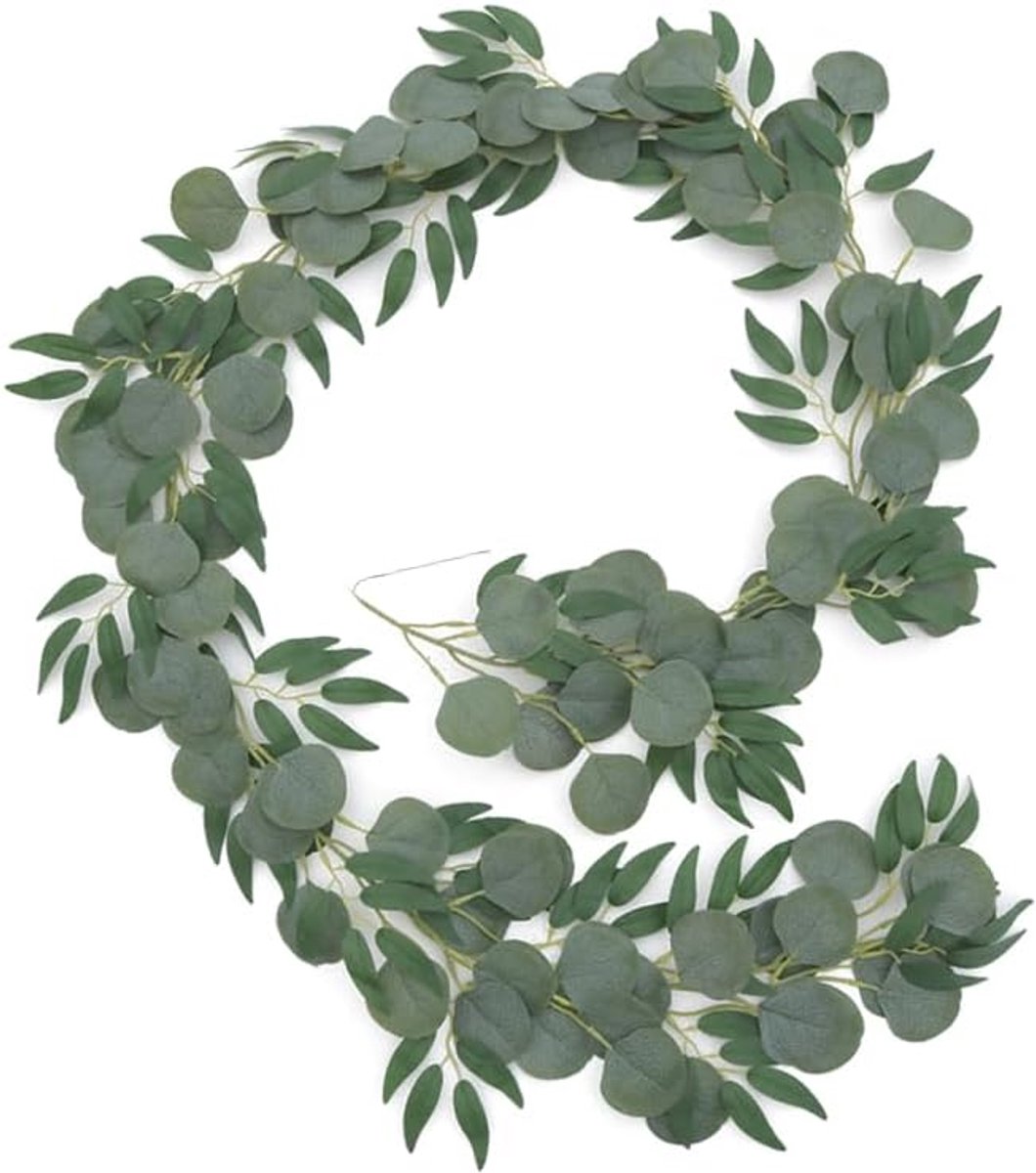 Eucalyptus Garland 2 meter - Kunstplant - Eucalyptusbladeren - Perfect voor bruiloften - ShopVlot