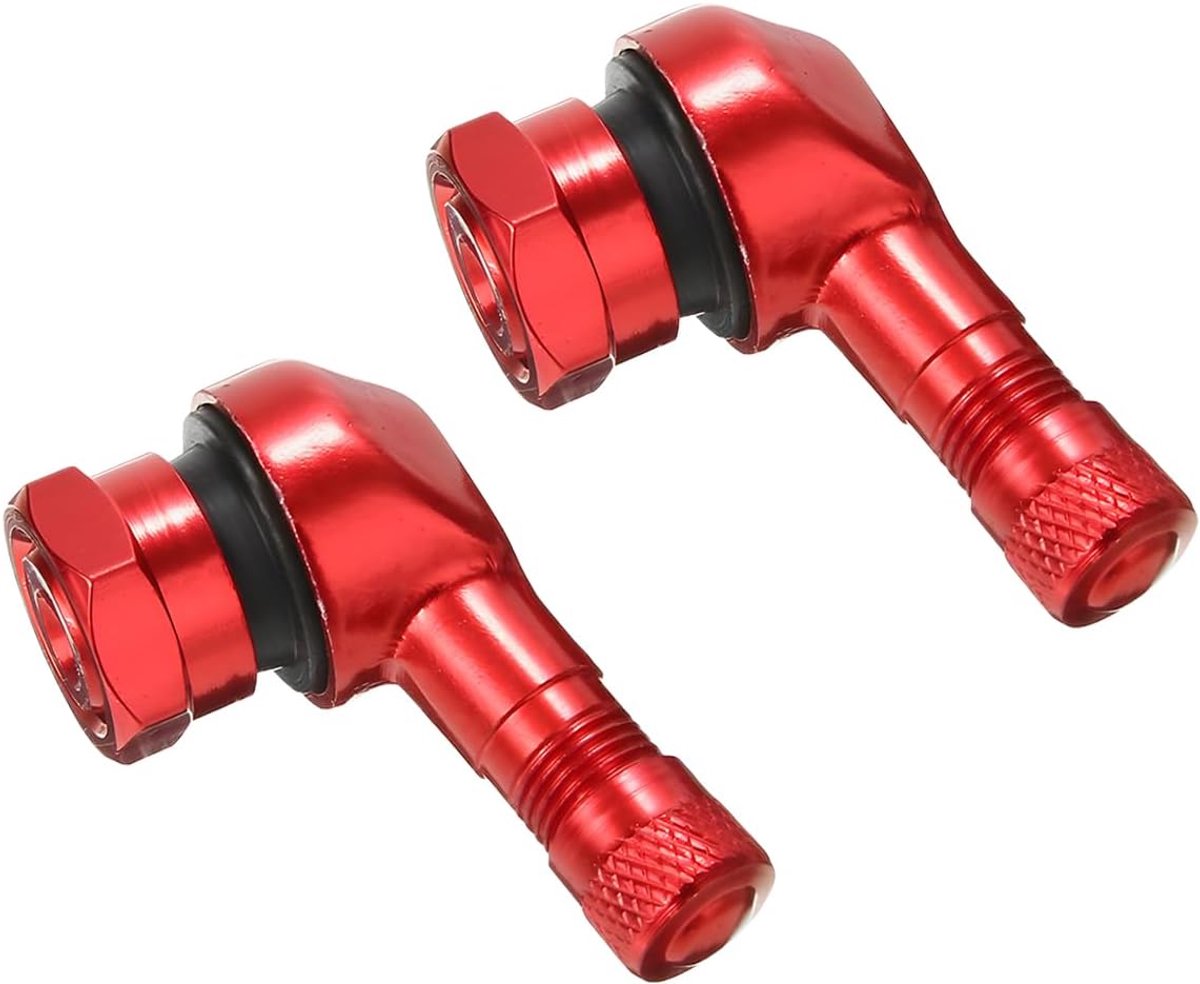 SnelShoppen - Pack van 2 Ventielstangen voor Auto's, Vervangingsset voor Ventielstangen, Aluminium Ventielstangen, Dust Ventieldoppen (Rood)